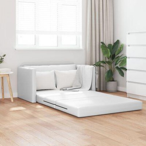 Gulv Sofa Seng 2-i-1 Hvid 124x71x78 cm Kunstlæder