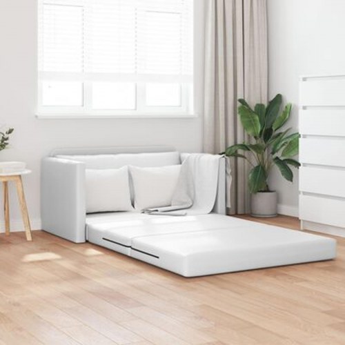 Gulv Sofa Seng 2-i-1 Hvid 124x71x78 cm Kunstlæder