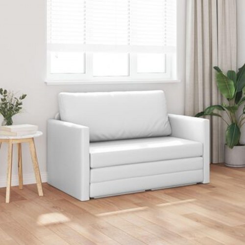 Gulv Sofa Seng 2-i-1 Hvid 124x71x78 cm Kunstlæder