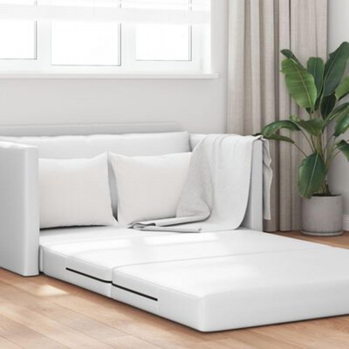 Gulv Sofa Seng 2-i-1 Hvid 124x71x78 cm Kunstlæder