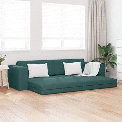 Gulv Sofa Bed 2-i-1 Mørkegrøn 245x150x60.5 cm Stof