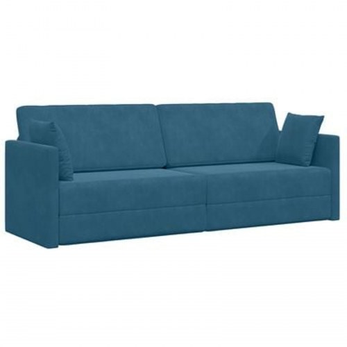 Gulvsofa Bed 2-i-1 Blå 213x144x60 cm Velours