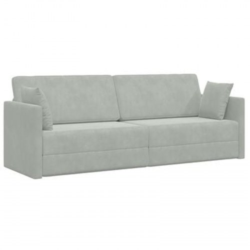 Gulv Sofa Seng 2-i-1 Lysegrå 213x144x60 cm Velour