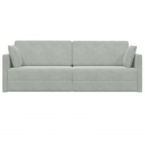 Gulv Sofa Seng 2-i-1 Lysegrå 213x144x60 cm Velour