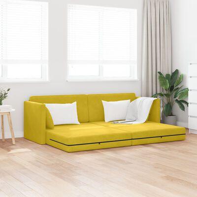 Gulv Sofa Seng 2-i-1 Gul 213x144x60 cm Velvet