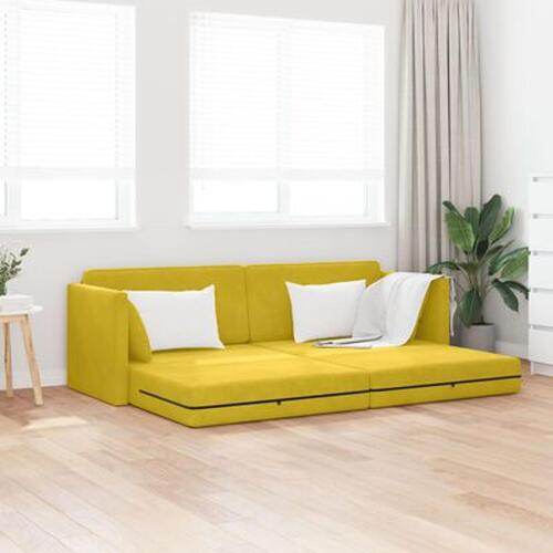 Gulv Sofa Seng 2-i-1 Gul 213x144x60 cm Velvet