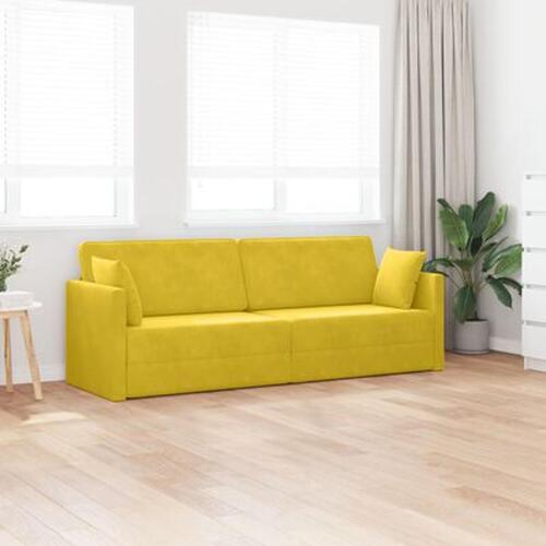 Gulv Sofa Seng 2-i-1 Gul 213x144x60 cm Velvet