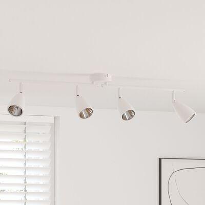 Loftsspot med 4 spotlights - hvid metal, 70 × 12,5 × 10,5 cm