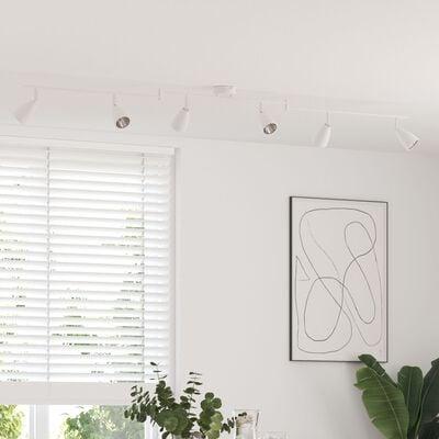 Loftsskinne med 6 justerbare spotlights - hvid, metal, 176,5 × 12,5 × 13,5 cm