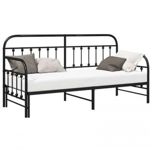 Dagsengramme med sovesofa i sort 75x190 cm i stål