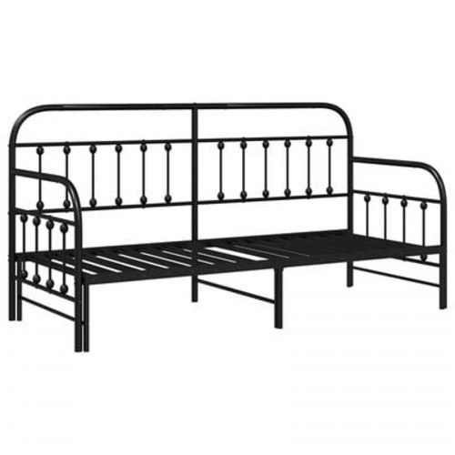 Dagsengramme med sovesofa i sort 75x190 cm i stål