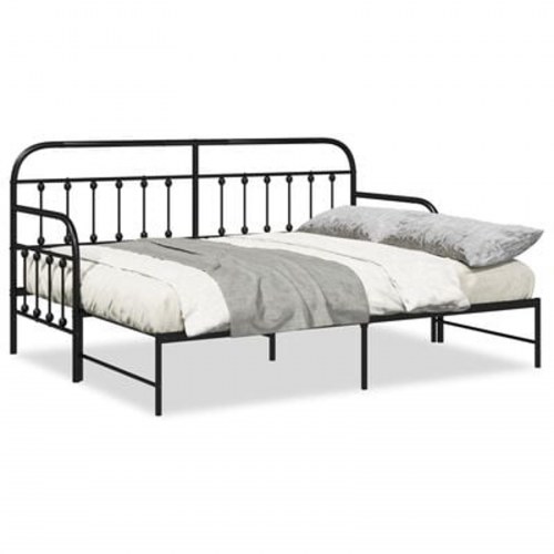 Dagsengramme med sovesofa i sort 75x190 cm i stål