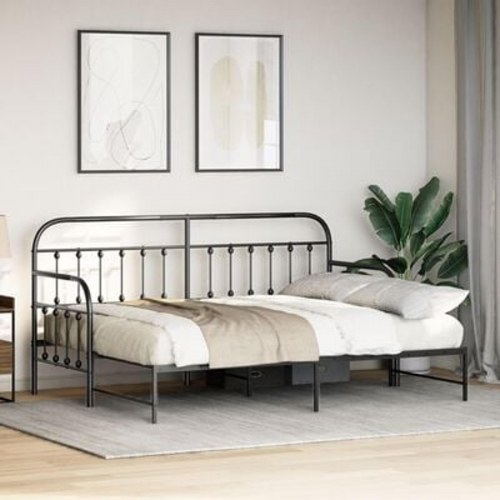 Dagsengramme med sovesofa i sort 75x190 cm i stål