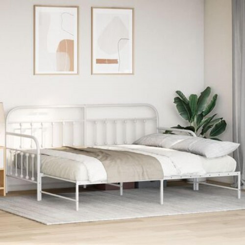 Daybed med Utræksseng Hvid 107x203 cm Stål
