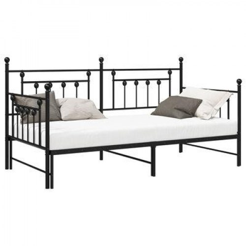 Dagbedramme med trundle i sort 90x200 cm i stål