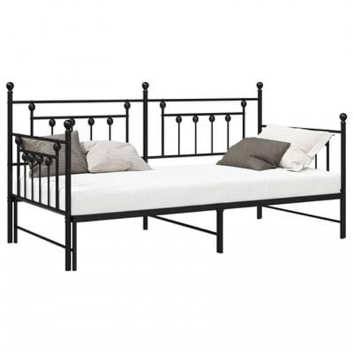Dagbedramme med trundle i sort 90x200 cm i stål