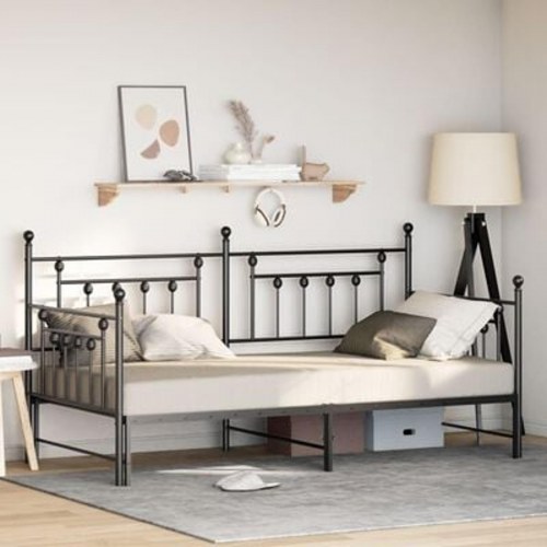 Dagbedramme med trundle i sort 90x200 cm i stål