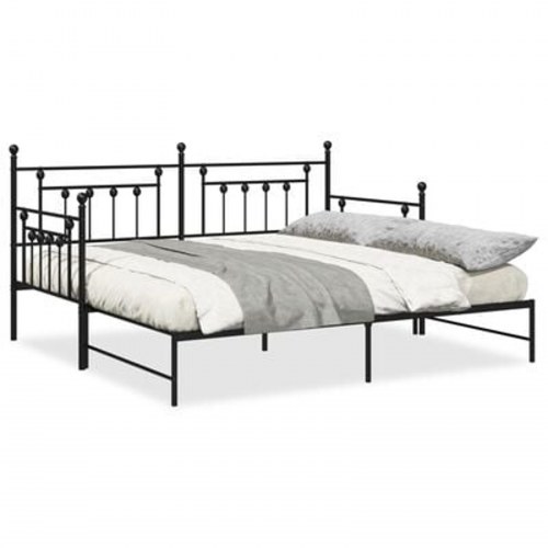 Dagbedramme med trundle i sort 90x200 cm i stål
