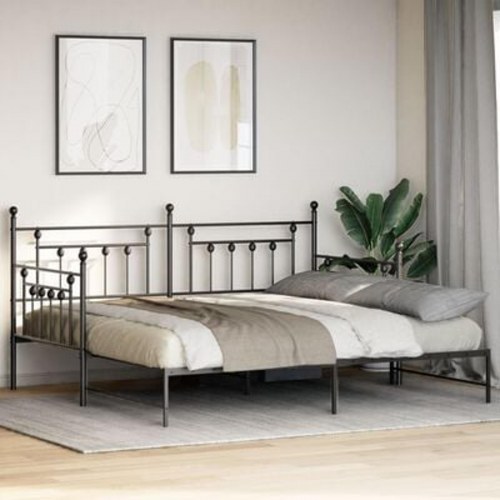 Dagbedramme med trundle i sort 90x200 cm i stål