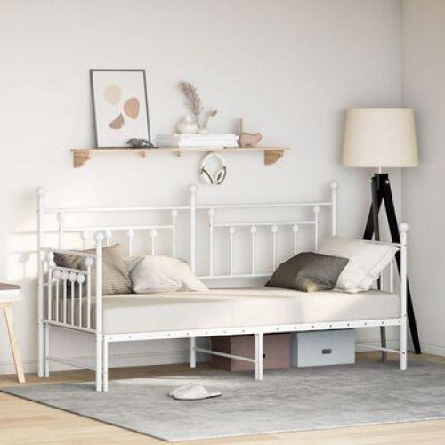 Dagbedramme med Trundle Hvid 75x190 cm Stål