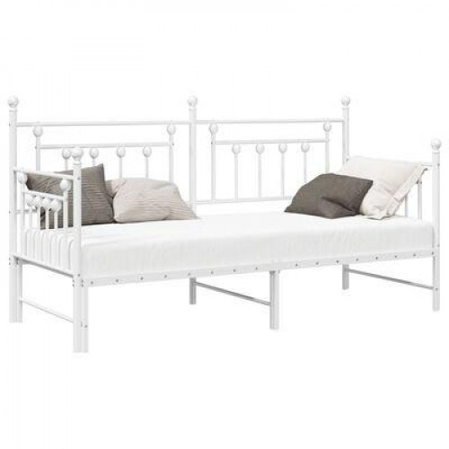 Dagbedramme med Trundle Hvid 75x190 cm Stål