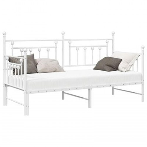 Dagbedramme med Trundle Hvid 75x190 cm Stål