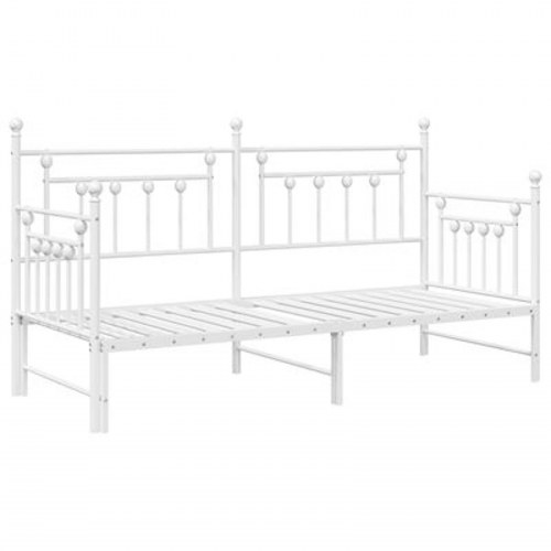 Dagbedramme med Trundle Hvid 75x190 cm Stål