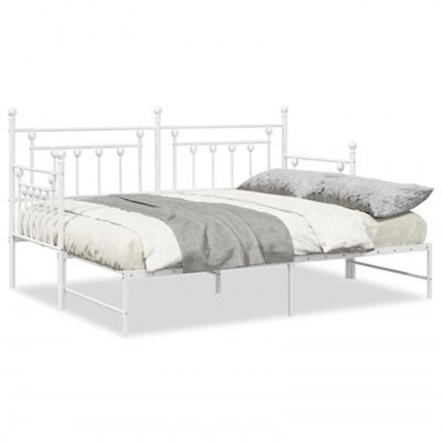 Dagbedramme med Trundle Hvid 75x190 cm Stål