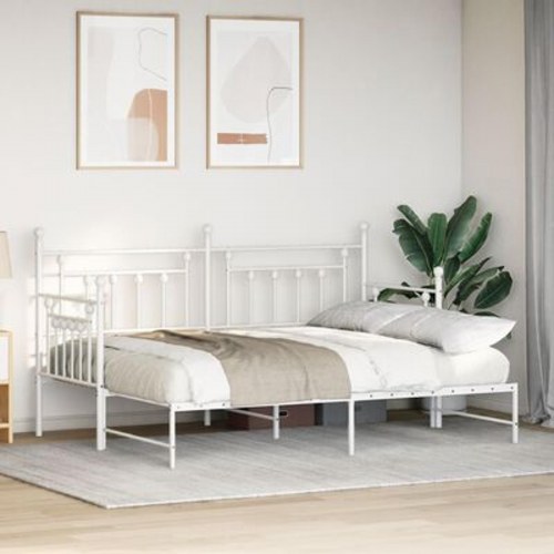 Dagbedramme med Trundle Hvid 75x190 cm Stål