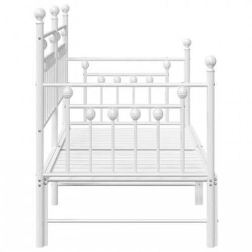Dagbedramme med Trundle Hvid 75x190 cm Stål
