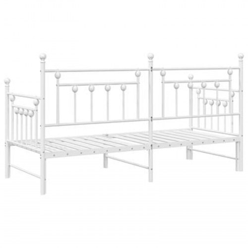 Dagbedramme med Trundle Hvid 75x190 cm Stål