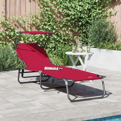Foldestol med pude 1-person Rød 56 x 190 x 81cm Stof
