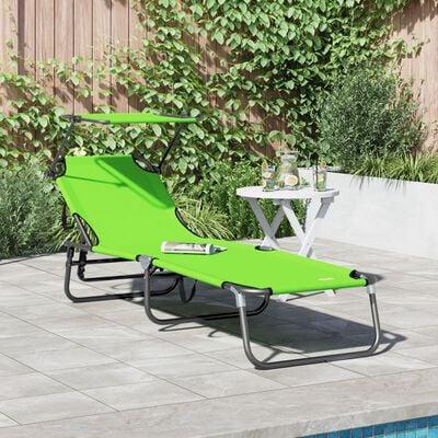 Foldestol med pude 1-person Grøn 56 x 190 x 81cm Stof