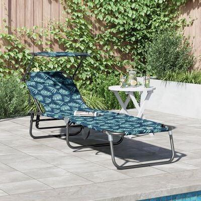 Foldestol med pude 1-person Grøn 56 x 190 x 81cm Stof
