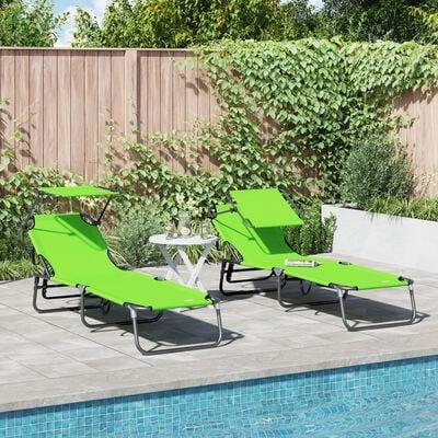 Foldestol med pude 2-person 2 stk Grøn 56 x 190 x 81cm Stof