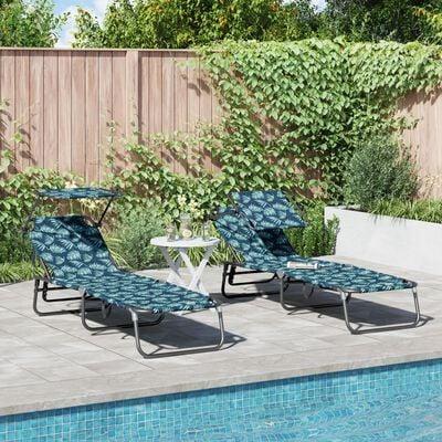 Foldestol med pude 2-person 2 stk Grøn 56 x 190 x 81cm Stof