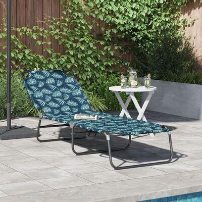Foldestol med pude 1-person Grøn 56 x 189 x 87cm Stof