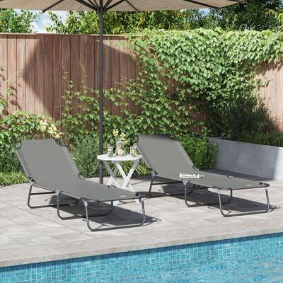 Foldestol 2-person 2 stk Grå 56 x 189 x 87cm Stof