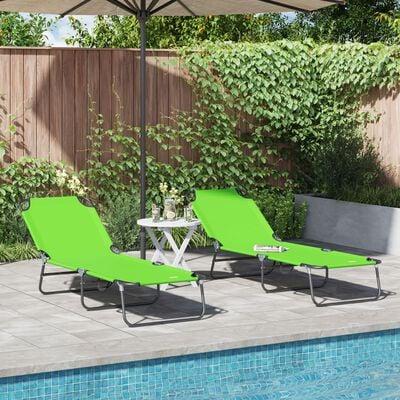 Foldestol 2-person 2 stk Grøn 56 x 189 x 87cm Stof