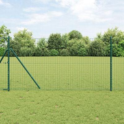 Hegnssøjler 7 stk Grøn Ø32mm 170 cm Galvaniseret stål