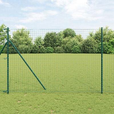 Hegnssøjler 7 stk Grøn Ø32mm 200 cm Galvaniseret stål