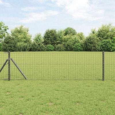 Hegnssøjler 7 stk Grå Ø32mm 100 cm Galvaniseret stål