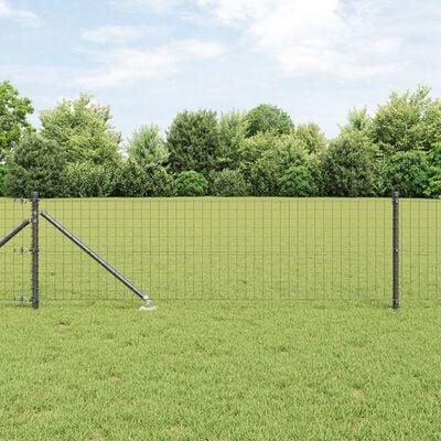 Hegnssøjler 7 stk Grå Ø32mm 80 cm Galvaniseret stål