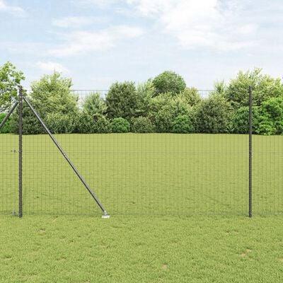 Hegnssøjler 13 stk Grå Ø32mm 170 cm Galvaniseret stål