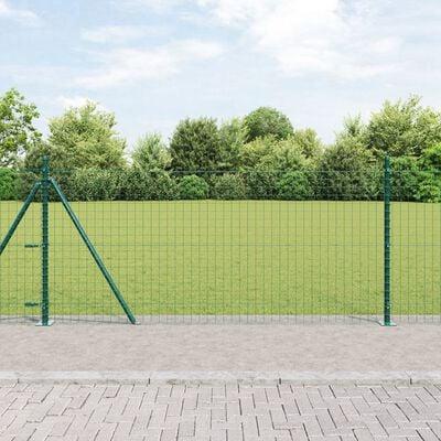 Hegnssøjler 7 stk Grøn Ø32mm 110 cm Galvaniseret stål