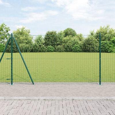 Hegnssøjler 7 stk Grøn Ø32mm 150 cm Galvaniseret stål