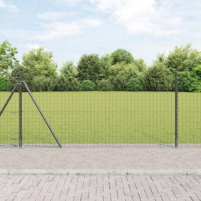 Hegnspæle med baseplader 7 stk Ø32mm 90cm Galvaniseret stål