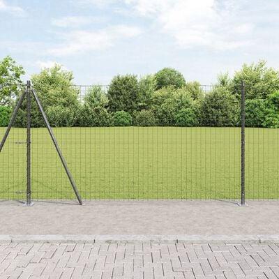 Hegnssøjler 7 stk Grå Ø32mm 150 cm Galvaniseret stål