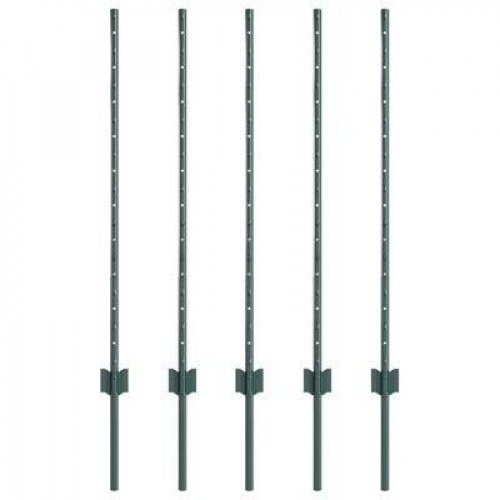 Hegnspæle 5 stk U-Kanal Grøn 100 cm Stål