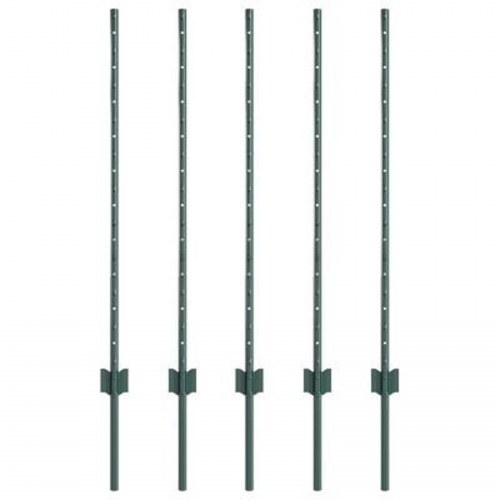 Hegnspæle 5 stk U-Kanal Grøn 100 cm Stål
